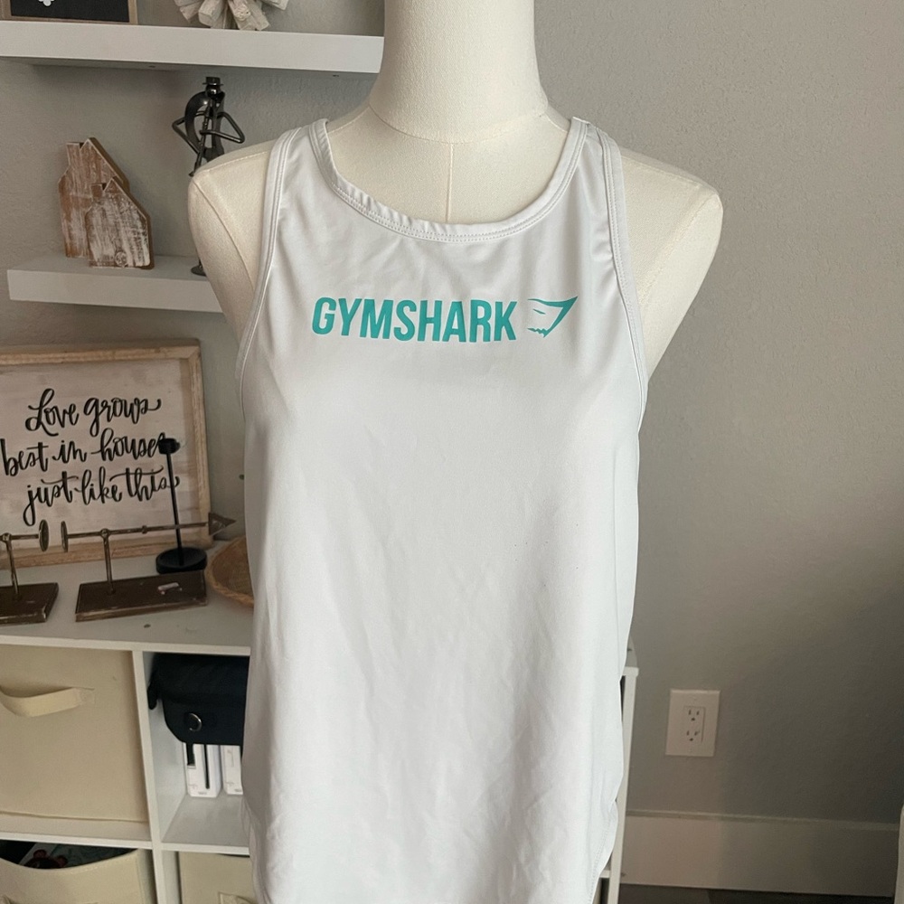 Gymshark White Tank with Teal Logo